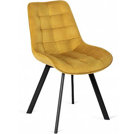 Krzesło RICK Musztardowe Welurowe