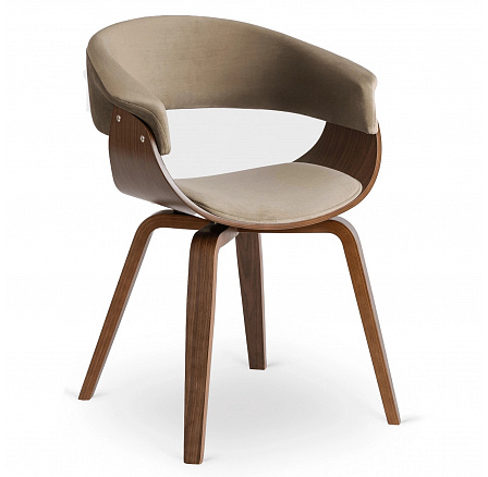 Krzesło GARY Welurowe Beżowe/Orzech Krzesło GARY Welurowe Beżowe/Orzech