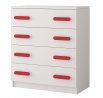 Komód 4S SMYK I - 02, Fehér Matt/Piros