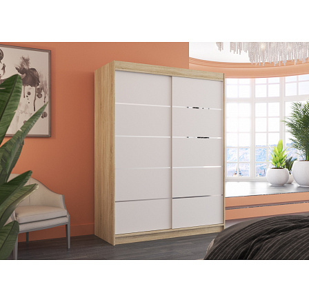 Tolóajtós szekrény LUFT 150 Sonoma+Fehér