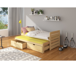 Kétszemélyes ágy matracokkal TOMI 200x90 Fenyő Természetes