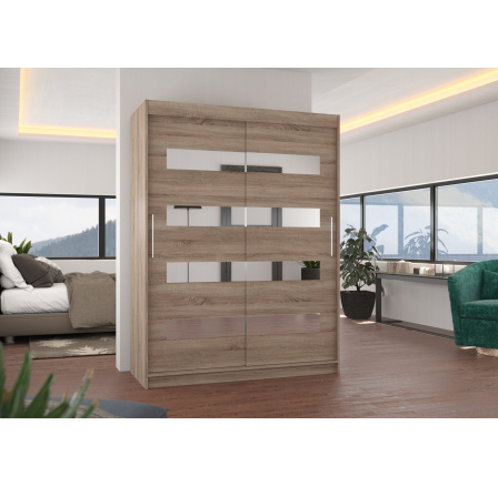 Tolóajtós szekrény tükörrel BALTIC 150 Truffle+Truffle