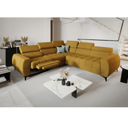 NAROŻNIK ROZKŁADANY PORTO II RELAX 255X258 CM - lewa , Odcienie żółte NAROŻNIK ROZKŁADANY PORTO II RELAX 255X258 CM - lewa , Odcienie żółte