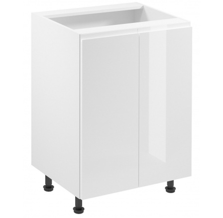 Konyhai alsó szekrény - ASPEN D60, Fehér/Fehér fényes