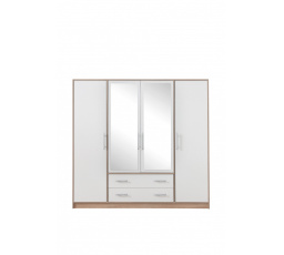 SMART SRL1 gardróbszekrény tükörrel, sonoma tölgy + fehér lux