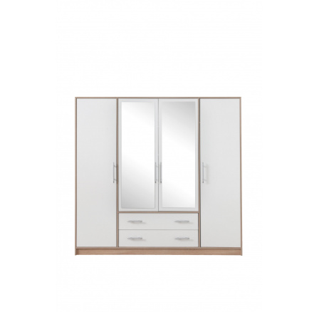 SMART SRL1 gardróbszekrény tükörrel, sonoma tölgy + fehér lux