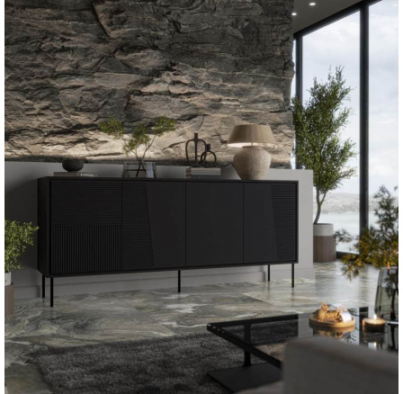 ABI komód, fekete matt/fekete matt