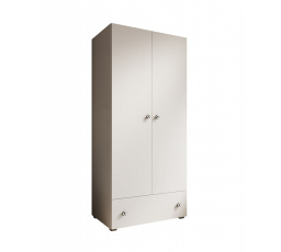 Emily szekrény forgóajtókkal és labda alakú fogantyúval Fehér+Fehér