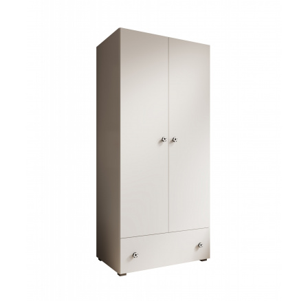 Emily szekrény forgóajtókkal és labda alakú fogantyúval Fehér+Fehér