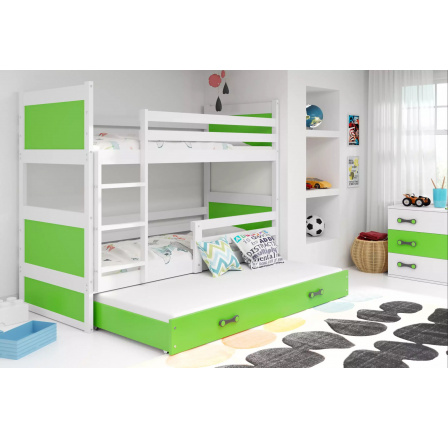 RICO 3 OSOBOWE RAMA BIAŁY WYPEŁNIENIA ZIELONY SZUFLADA ZIELONY BEZ MATERACY 90 X 200 KPL