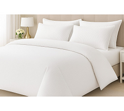 Hotelové povlečení 140x220, 70x90cm Atlas gradl Bílý - česaný 145g/m2, proužek 4 mm nitěný knoflík