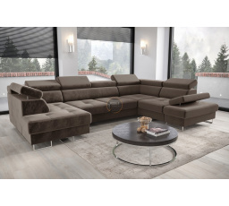 NAROŻNIK GALAXY MAX II Z FUNKCJĄ SPANIA 210x350x165 - Odcienie brązowego , prawa