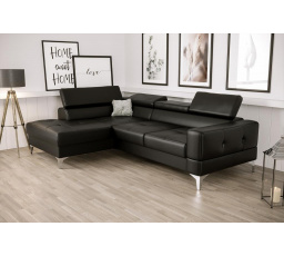 NAROŻNIK TOSCANIA MINI SKÓRA NATURALNA 170x250 CM - Odcienie czarnego , lewa