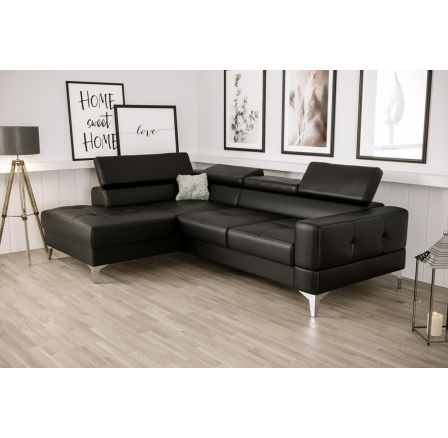 NAROŻNIK TOSCANIA MINI SKÓRA NATURALNA 170x250 CM - Odcienie czarnego , lewa