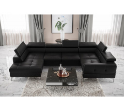 NAROŻNIK TOSCANIA MAX I 170x350x185 CM SKÓRA NATURALNA - prawa , Skóra czarna