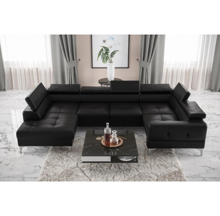 NAROŻNIK TOSCANIA MAX I 170x350x185 CM SKÓRA NATURALNA - prawa , Skóra czarna