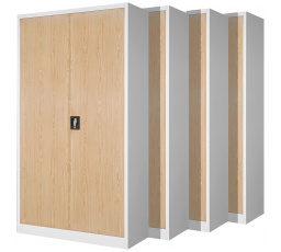 4 db-os irodai fém iratszekrény JAN, 900 x 1850 x 400 mm, Eco Design: fehér/ sonoma tölgy