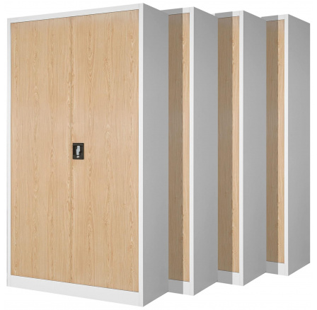 4 db-os irodai fém iratszekrény JAN, 900 x 1850 x 400 mm, Eco Design: fehér/ sonoma tölgy