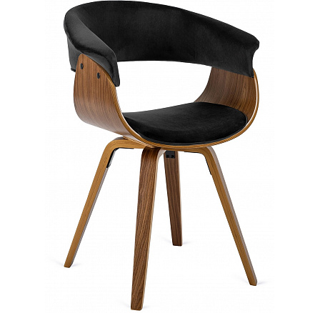 Krzesło OHIO 2 Welurowe Czarne Sklejka Gięta