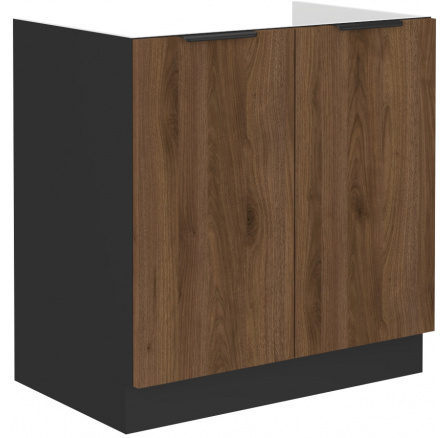 Dolní skřínka MONZA - 80 ZL 2F BB, Černá mat/Ořech Dolní skřínka MONZA - 80 ZL 2F BB, Černá mat/Ořech