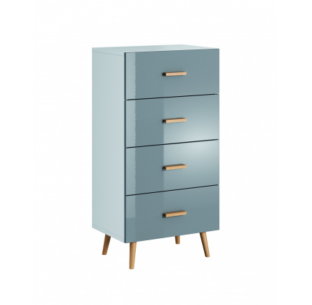 BRILLO K4S komód, Fehér matt + Szürke lakk