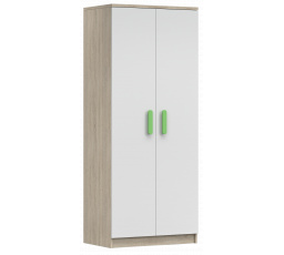 2D SMYK III - 06 Gardróbszekrény, Sonoma Tölgy/Fehér/Zöld