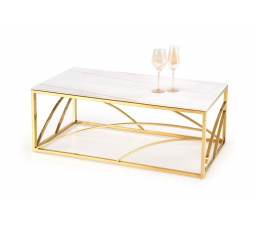 UNIVERSE 3 konferencia asztal, Fehér márvány hatás/Arany