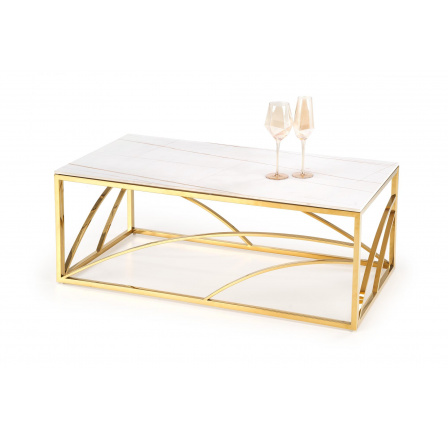 UNIVERSE 3 konferencia asztal, Fehér márvány hatás/Arany