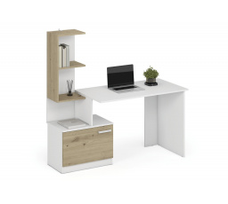 Íróasztal MISO, Fehér/Artisan Tölgy