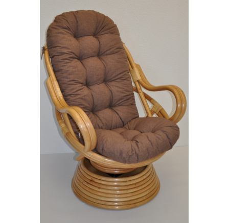 Ratanové houpací křeslo Swivel medové polstr hnědý melír