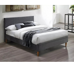 AZURRO Velvet ágy, 160x200 cm, szürke Bluvel 14/tölgy