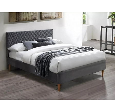 AZURRO Velvet ágy, 160x200 cm, szürke Bluvel 14/tölgy