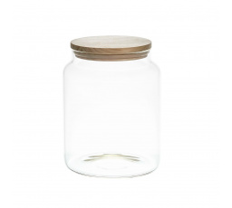 Tárolóüveg fa fedéllel, 2,4 l