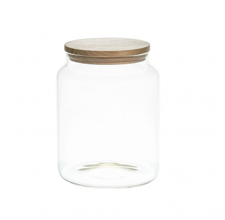 Tárolóüveg fa fedéllel, 2,4 l