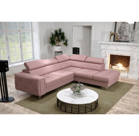 NAROŻNIK ORION II Z FUNKCJĄ SPANIA 225x255 CM - Odcienie różu , prawa