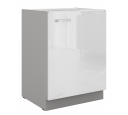 Dolní skřínka BIANCA - 60 D 1F BB, Šedá / Bílý lesk