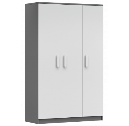 3D SMYK II - 19 Gardróbszekrény, Szürke/Fehér/Fehér
