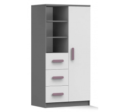 Polc 80 3S1D SMYK II - 05, Szürke/Fehér/Hanga