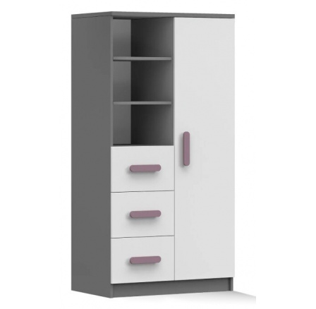 Polc 80 3S1D SMYK II - 05, Szürke/Fehér/Hanga