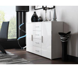 UNI komód, fehér/fehér fényes