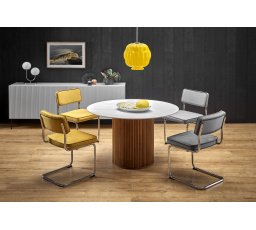 BRUNO étkezőasztal, fehér márvány / dió hatás