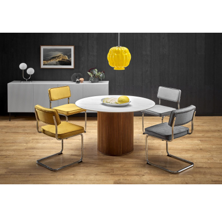 BRUNO étkezőasztal, fehér márvány / dió hatás