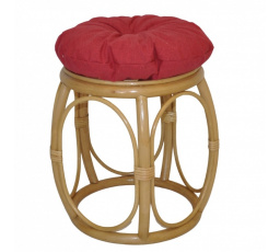Ratanová taburetka široká medová polstr vínový melír