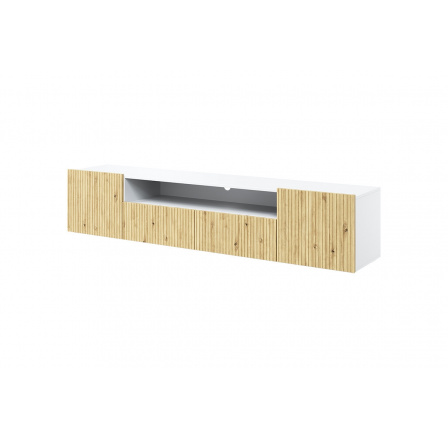 Skříňka TV závěsná Nicole 200 cm s výklenkem - Bílý / Dub artisan Skříňka TV závěsná Nicole 200 cm s výklenkem - Bílý / Dub artisan