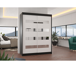 Tolóajtós szekrény tükörrel BALTIC 150 Fekete+Fehér