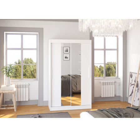 Tolóajtós szekrény tükörrel SANTOS 120 Fehér+Fehér