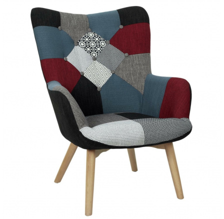 Széles patchwork füles fotel