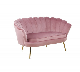 Sofa SF1-FXJG bársonyos rózsaszín, arany lábakkal