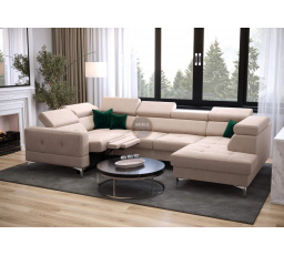 NAROŻNIK TOSCANIA MAX I RELAX Z FUNKCJĄ SPANIA170x350x185 CM - lewa , Odcienie beżu