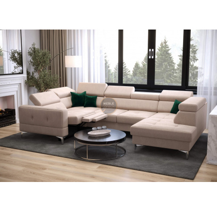 NAROŻNIK TOSCANIA MAX I RELAX Z FUNKCJĄ SPANIA170x350x185 CM - lewa , Odcienie beżu